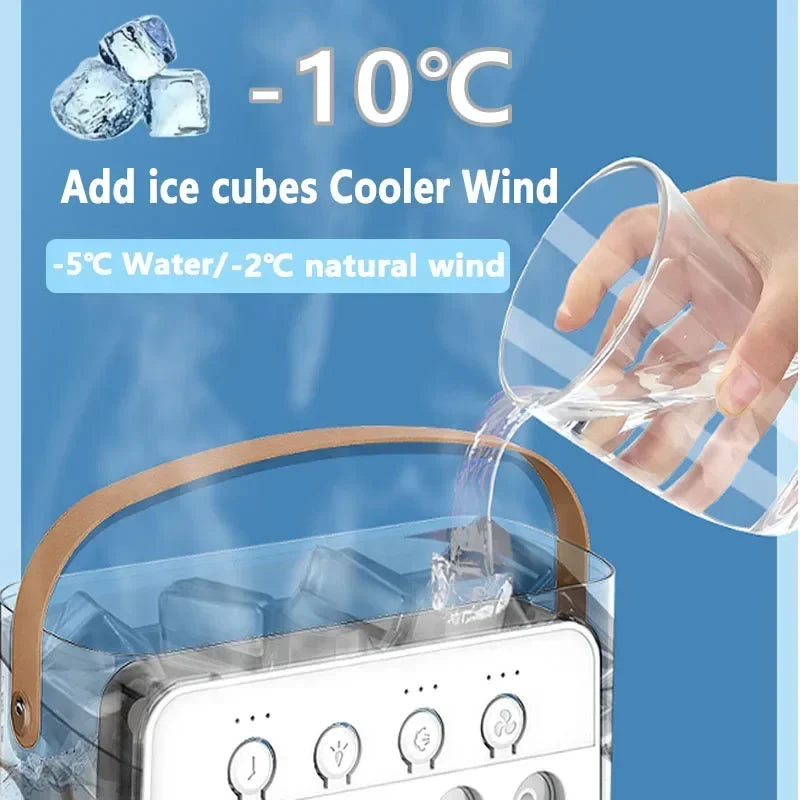 Rechargeable Portable Air Cooler Fan – 3-in-1 Humidifier, Fan, and Mini Air Conditioner"